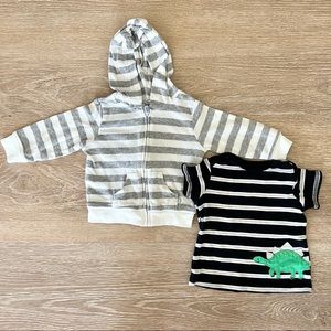 Carter’s stripes hoodie 9 months and dinosaur tee 6-9 months